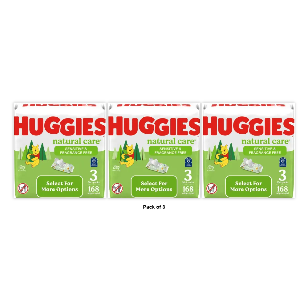 Huggies Natural Care Sensitive Baby Wipes Unscented 27.2Oz (Pack of 3)