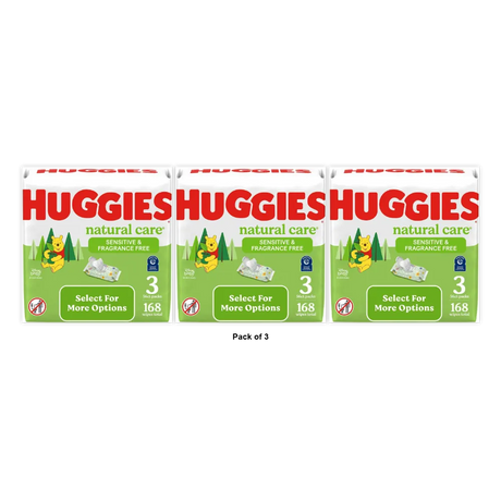 Huggies Natural Care Sensitive Baby Wipes Unscented 27.2Oz (Pack of 3)