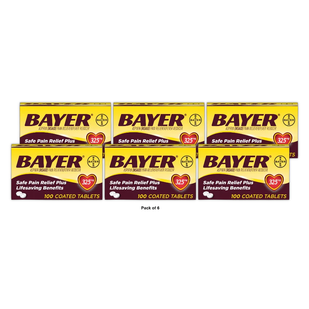 Bayer Aspirin Pain Reliever 325Mg Tablets - 100 Tablets 2.9oz (Pack of 36)