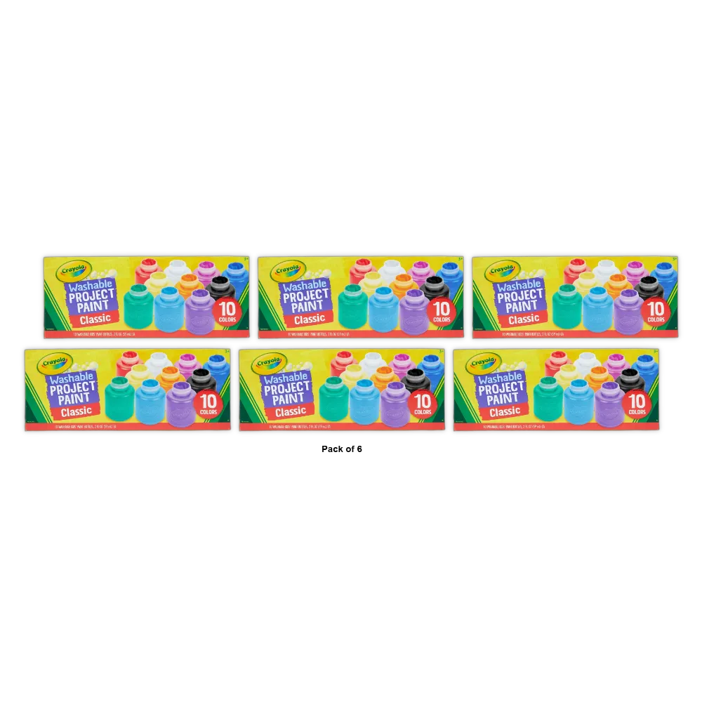 Crayola Washable Kids Paint Set, 10 Ct, Kids Arts &amp; Crafts Supplies, Craft Set, Creative Gifts for Kids 29.28Oz (Pack of 6)