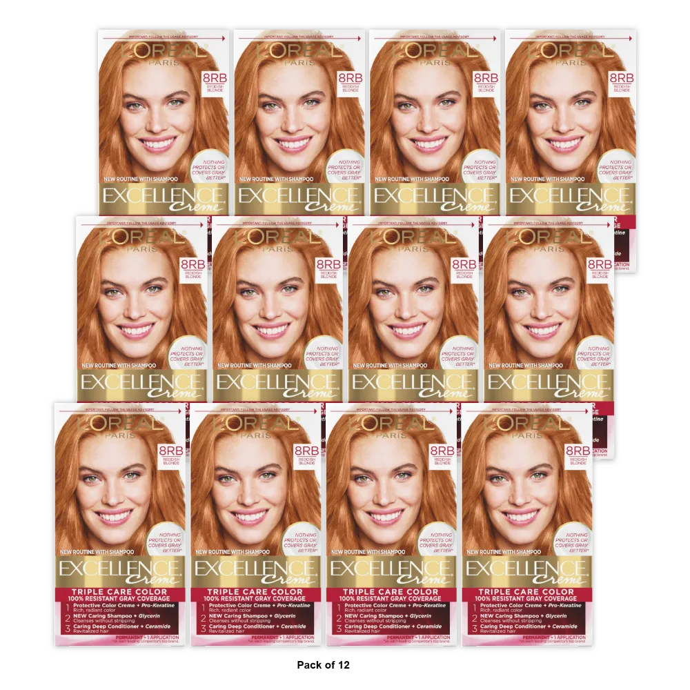 Loreal Excellence Triple Protection Hair Color Creme 8Rb Reddish Blonde1 Ea v (Pack of 12)