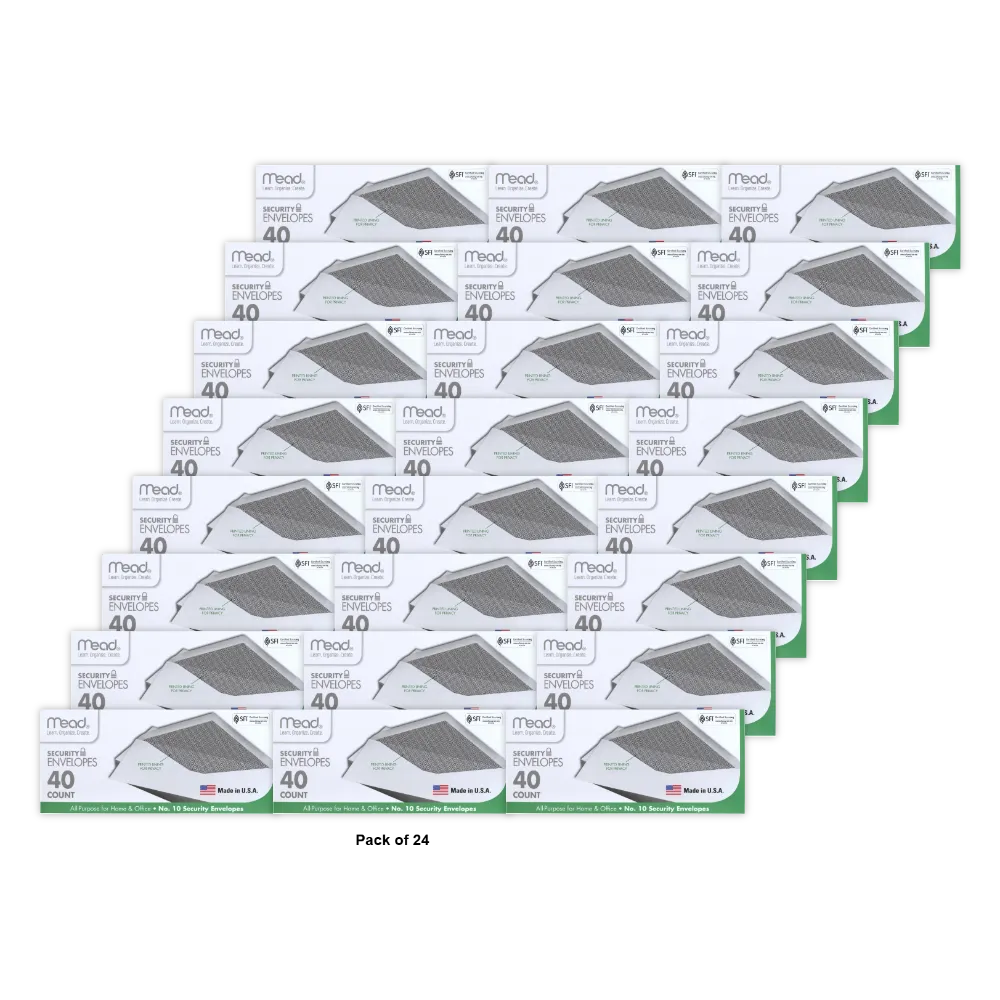 Mead 10 Security Envelopes White 22.56oz (Pack of 24)