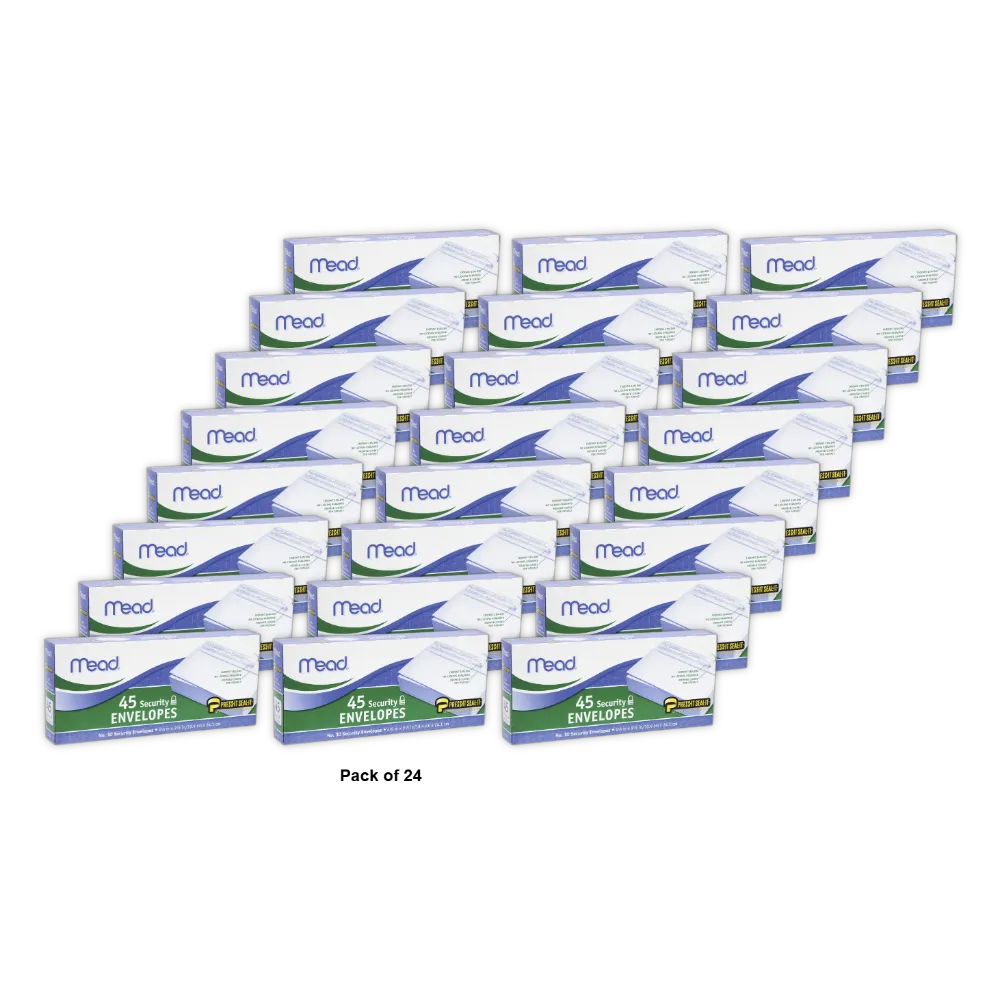 Mead #10 Press-It Seal-It Security Envelopes White 4 1/4" x 9 1/8" 32oz (Pack of 24)