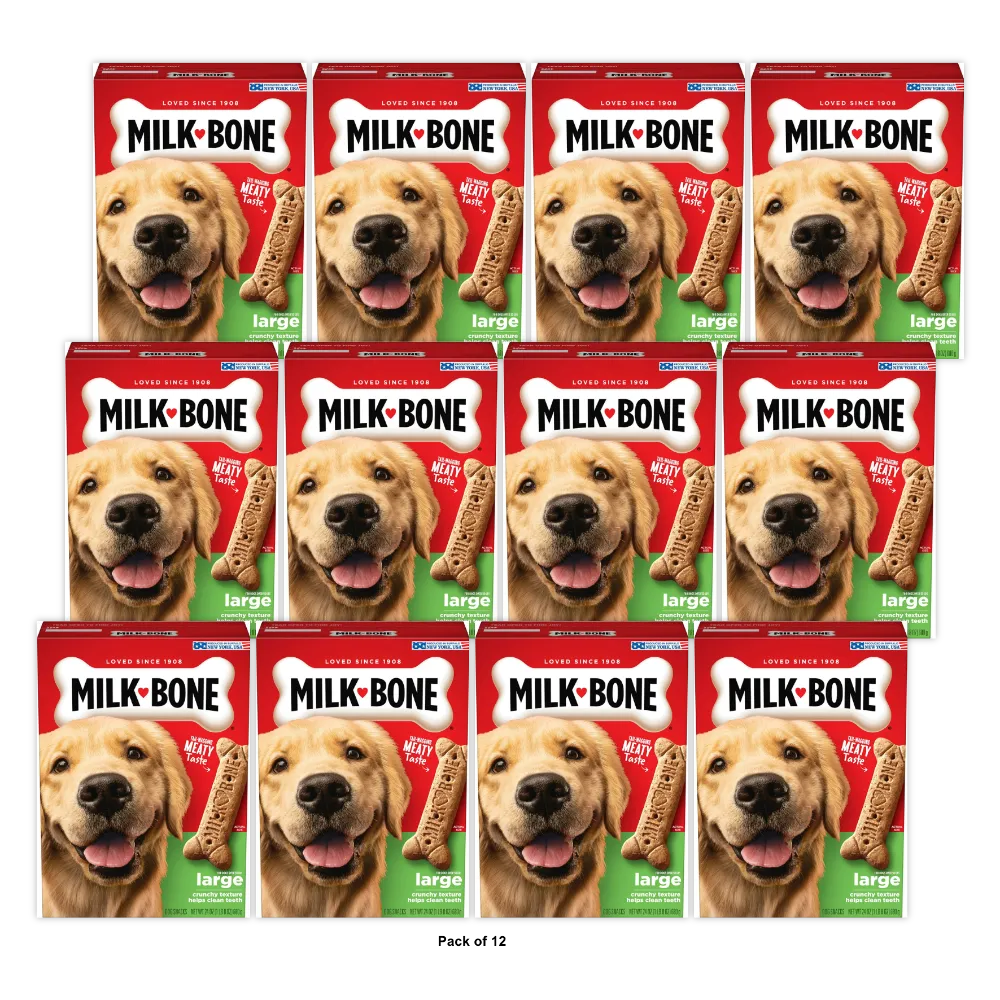 Milk Bone Crunchy Texture Snacks for Large Dogs Teeth Clean 24Oz (Pack of 12)