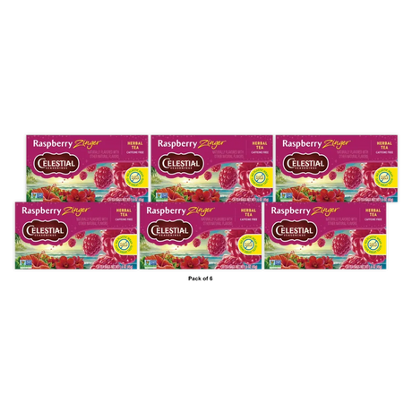 Celestial Seasonings Raspberry Zinger Natural Herb Tea20 Bags 1.6Oz (Pack Of 6)