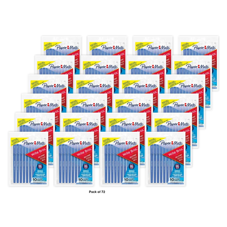 Paper Mate Write Bros Stick Medium Tip Ballpoint Blue Pens 2.08oz (Pack of 72)