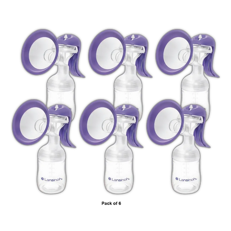 Lansinoh Manual Breast Pump Portable Hand Pump for Breastfeeding 12.8oz (Pack of 6)