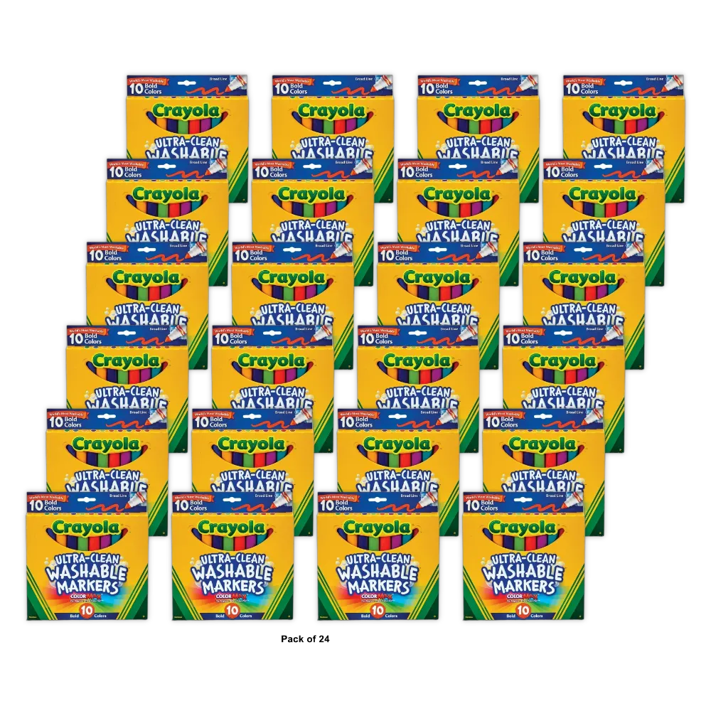 Crayola Ultraclean Broadline Bold Markers 0.56Oz (10 Count) (Pack Of 24)