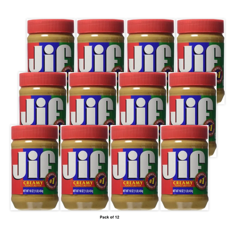 Jif Creamy Peanut Butter 16 Ounces (Pack of 12)