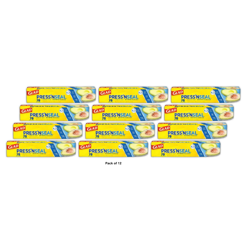 Glad Press'n Seal Plastic Food Wrap 70 Square Feet 3.32oz (Pack of 12)
