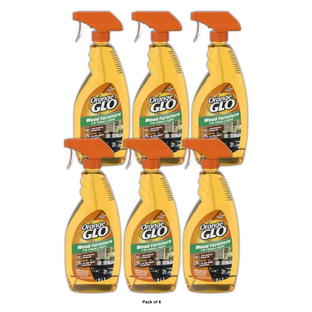 Orange Glo Wood Furniture 2 In 1 Cleaner And Polish 16Oz (Pack of 6)