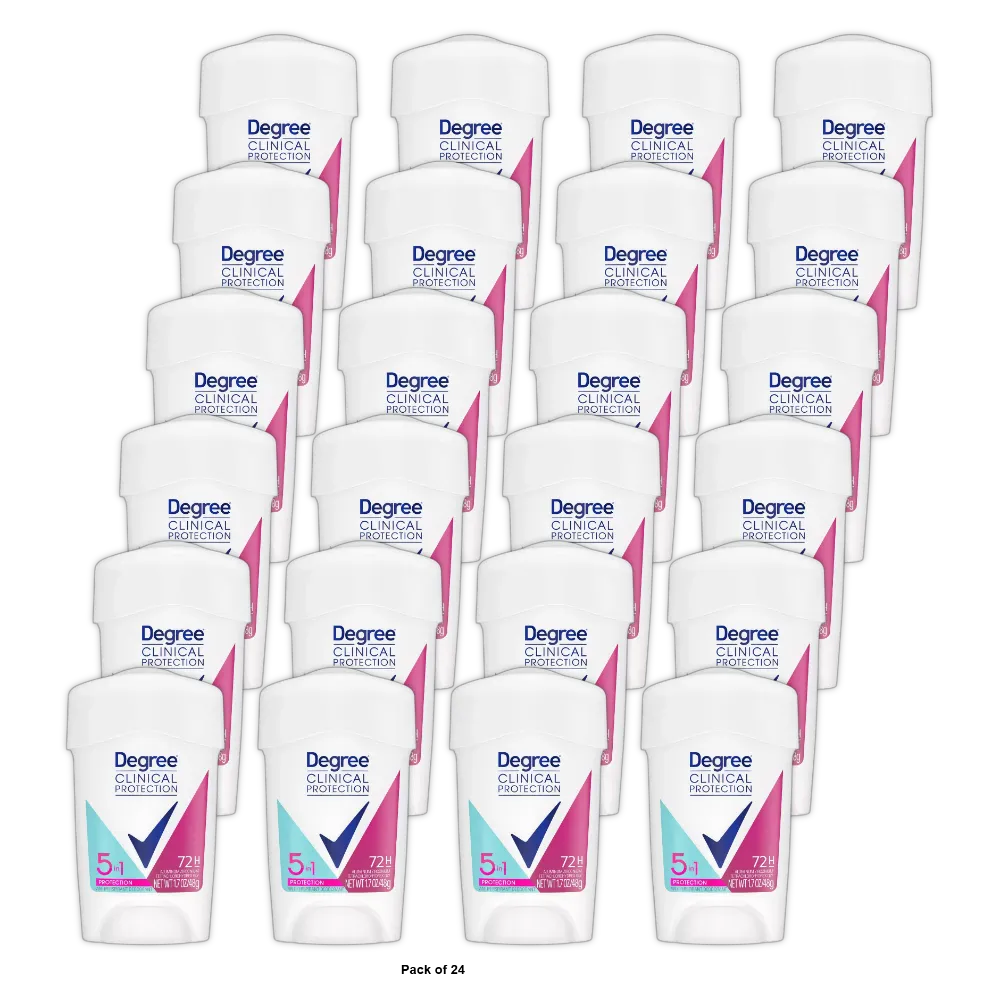 Degree Clinical Protection Antiperspirant Deodorant 5-In-1 Protection 1.7Oz (Pack of 24)