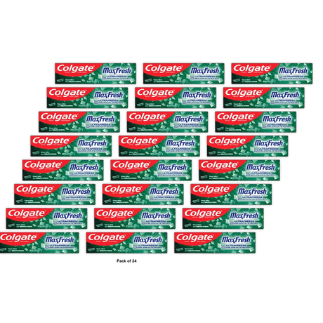 Colgate Max Fresh Toothpaste Whitening Toothpaste with Mini Breath Strips Clean Mint 6.3Oz (Pack of 24)
