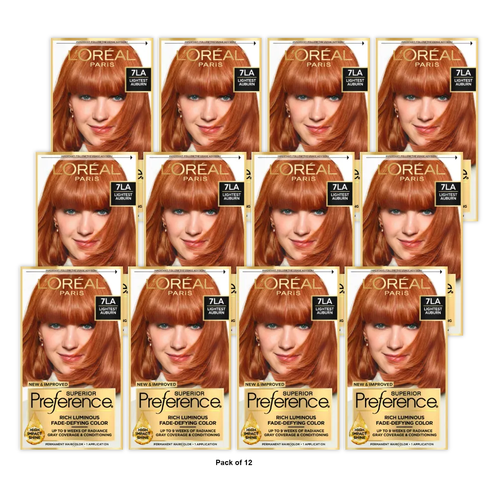 Loreal Superior Preference Hair Color 7La Lightest Auburn 8Oz (Pack Of 12)