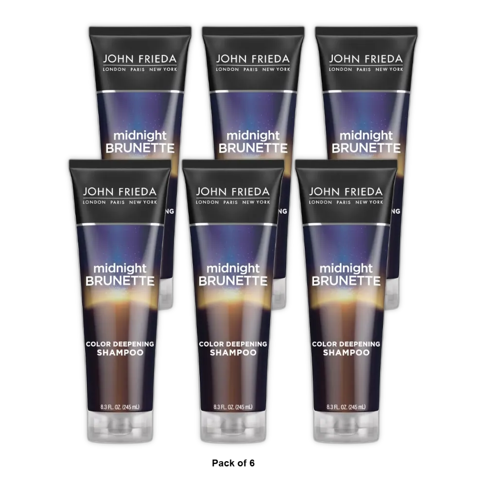 John Frieda Midnight Brunette Shampoo with Primrose Oil 8.3Oz (Pack of 6)