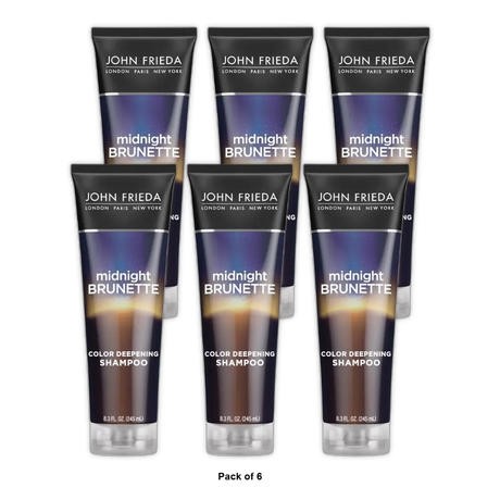 John Frieda Midnight Brunette Shampoo with Primrose Oil 8.3Oz (Pack of 6)