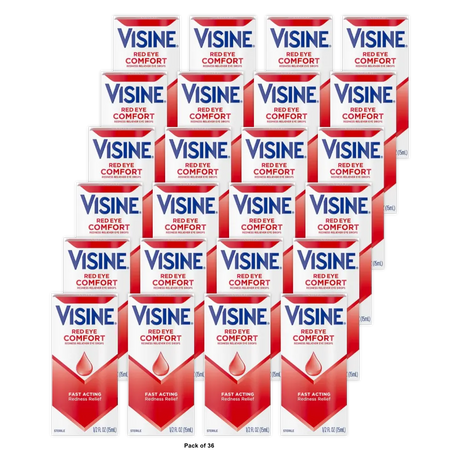 Visine Red Eye Comfort Redness Relief Eye Drops 0.5Oz (Pack of 36)