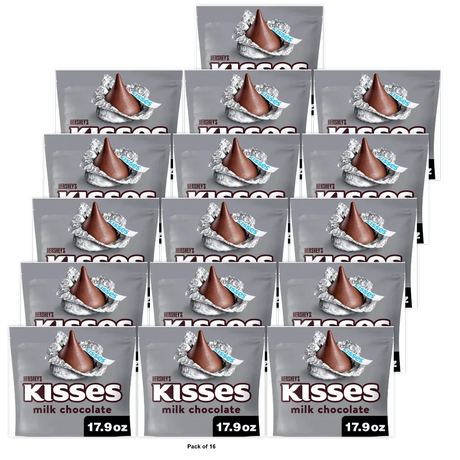 Hersheys Kisses Milk Chocolate Candy 17.9Oz (Pack of 16)