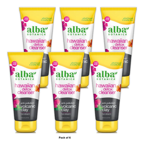 Alba Botanica Hawaiian Detox Anti-Pollution Volcanic Clay Cleanser 6Oz (Pack of 6)