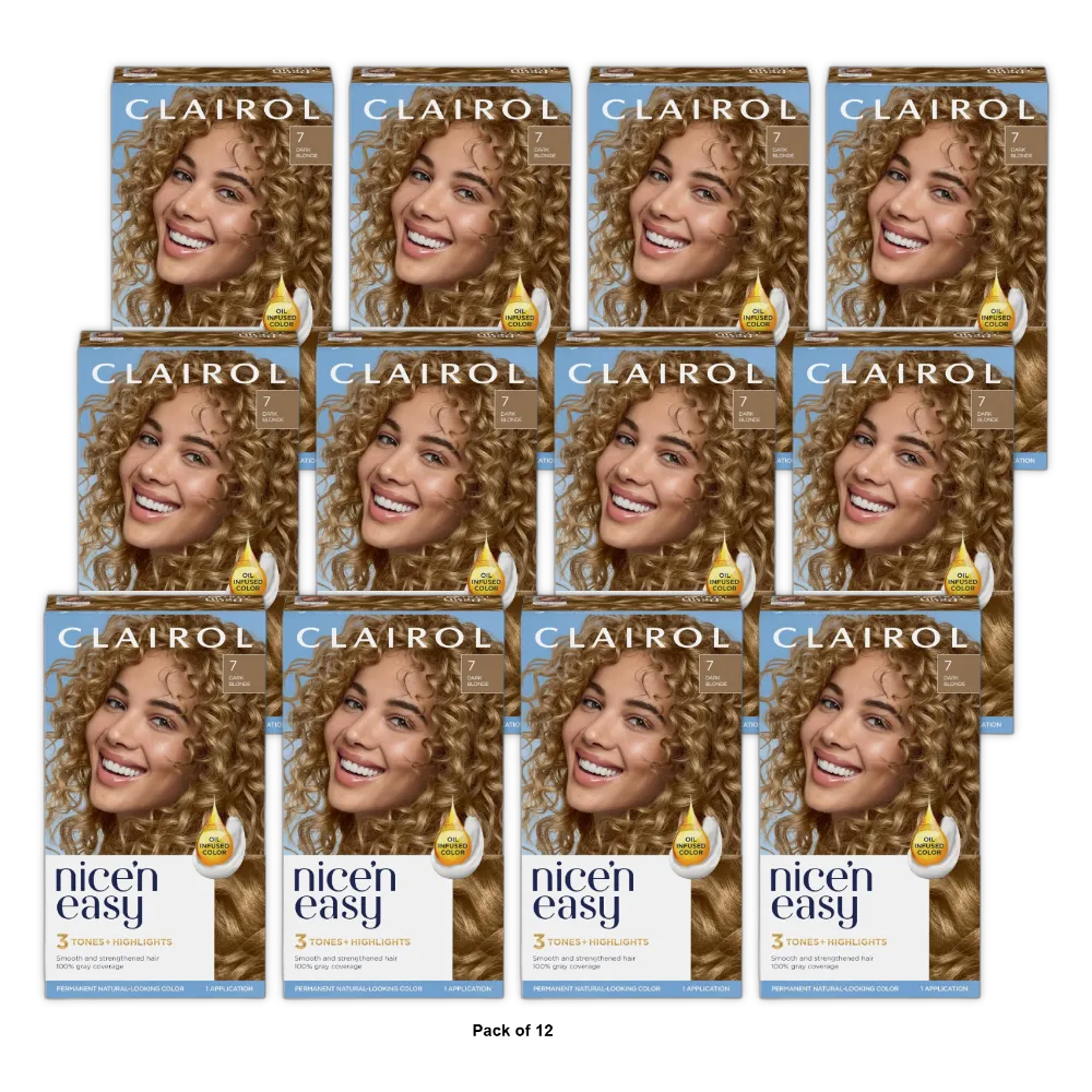Clairol Nice &amp; Easy Permanent Hair Color 7 Dark Blonde 6.26Oz (Pack of 12)