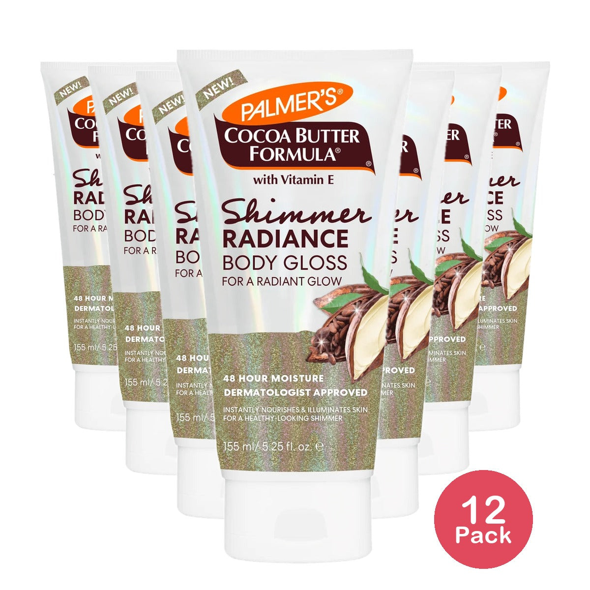 Palmer's Cocoa Butter Formula Shimmer Body Lotion with Vitamin E Helps Blur Vei 5.25 Fl. Oz (Pack of 12)