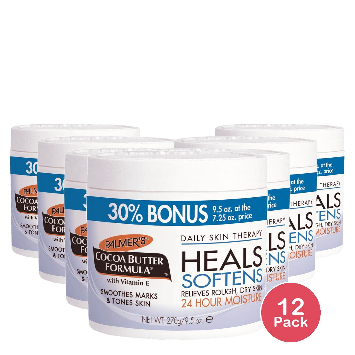 Palmer's Cocoa Butter with Vitamin E Skin Therapy Bonus Size Jar 9.5 Oz (Pack of 12)