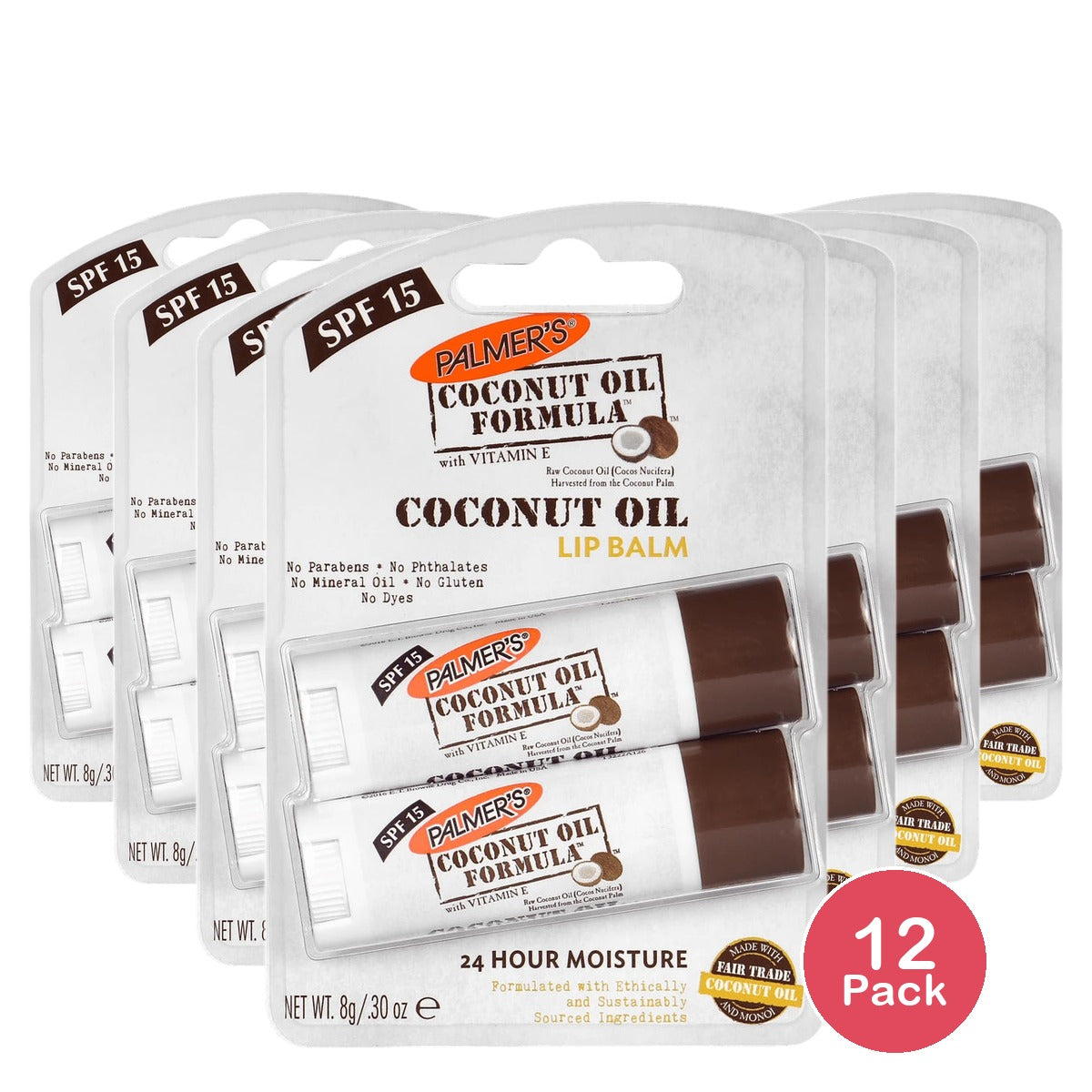 Palmer's Coconut Oil Formula SPF 15 Lip Balm Twin Pack .30 oz. 0.3 Oz (Pack of 12)