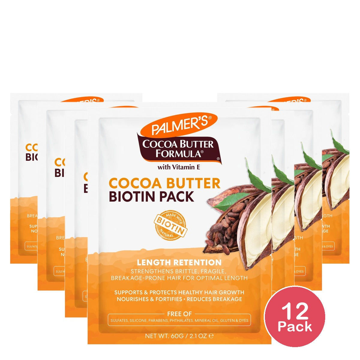 Palmer's Cocoa Butter & Biotin Length Retention Biotin Pack 2.1 Oz (Pack of 12)