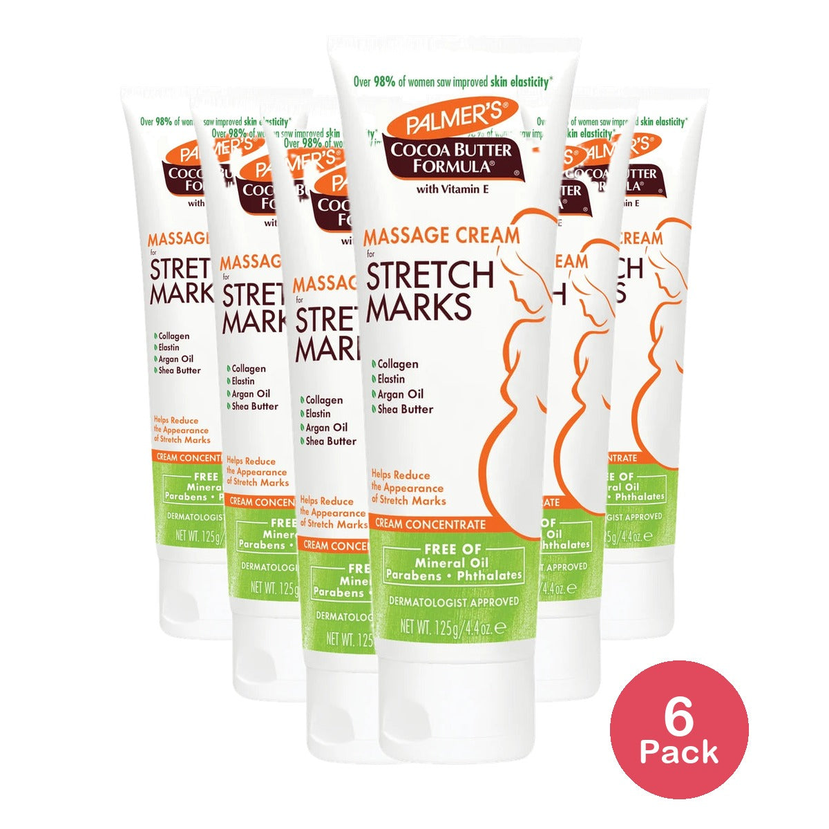 Palmer's Cocoa Butter Formula Massage Cream for Stretch Marks and Pregnancy Skin 4.4 Oz (Pack of 6)