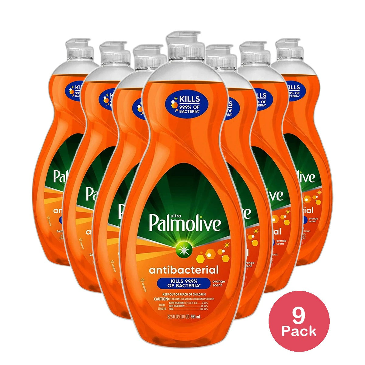 Palmolive Ultra Antibacterial Liquid Dish Soap Orange Scent 32.5 flOz (Pack of 9)