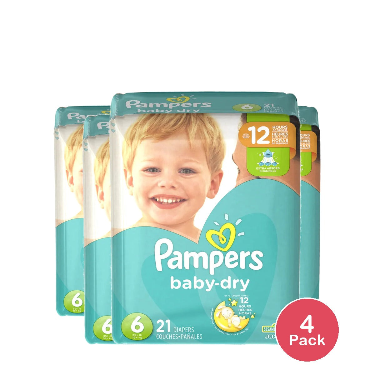 Pampers Baby Dry Diapers Size 6 16Oz (Pack of 4)