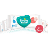 Pampers Sensitive Wipes For Gentle Cleaning 56Ct 15.84Oz (Pack of 8)
