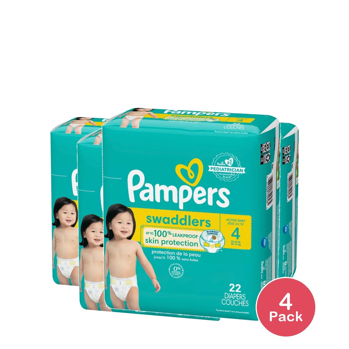 Pampers Swaddlers Sensitive Disposable Diapers -(Pack of 4)