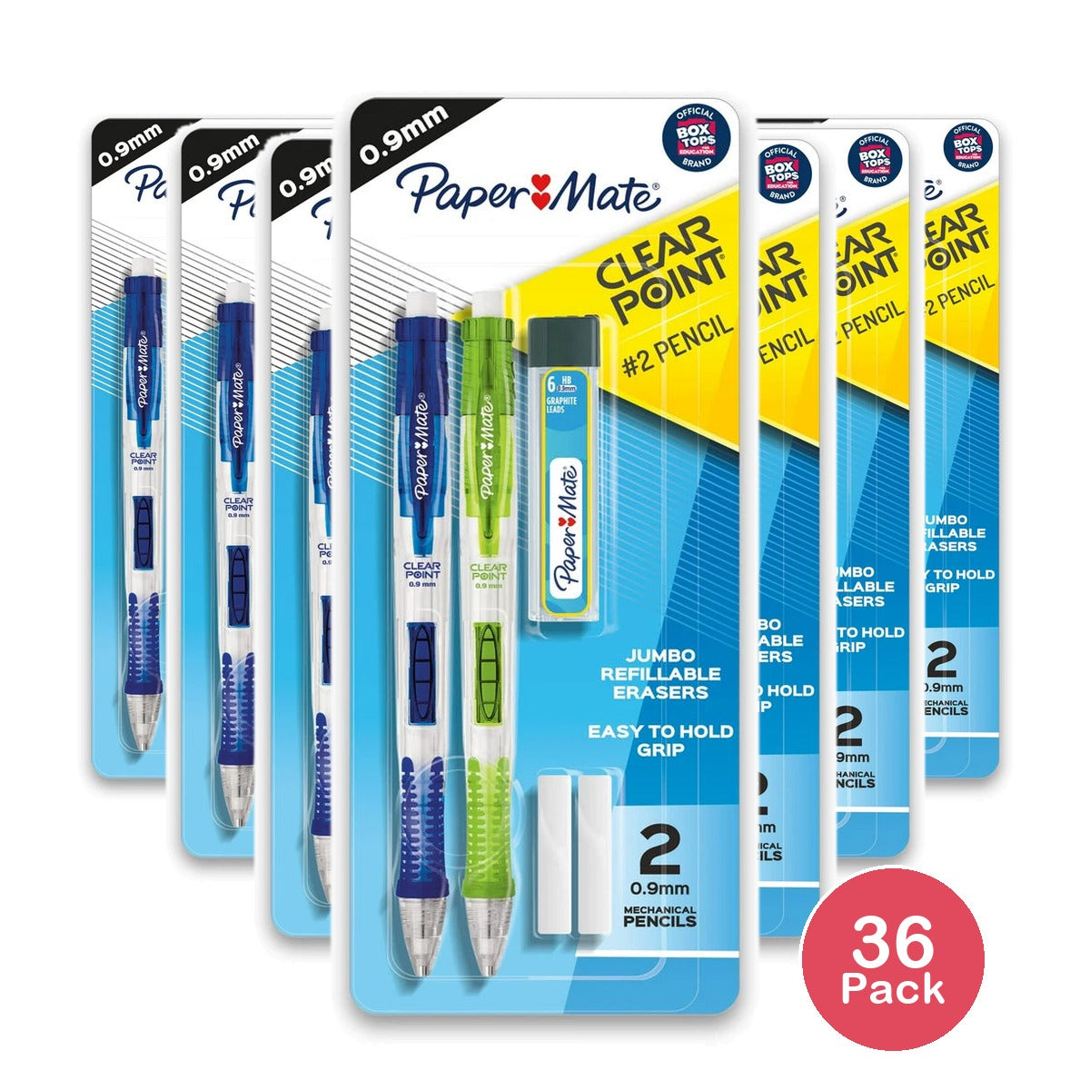 Paper Mate 1759214 Clear Point Mechanical Pencil Starter Set 09 Mm Lime Green Royal Blue 2Set 1.6 Oz (Pack of 36)