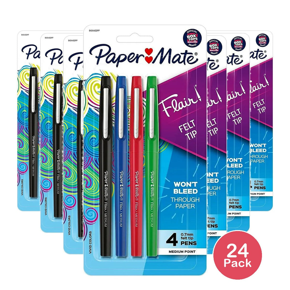 Paper Mate Flair Felt Pens Medium Point Assorted Ink 1.4oz (Pack of 24)