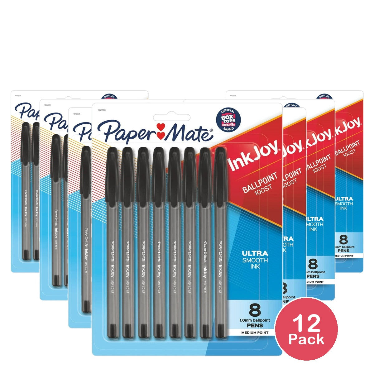Paper Mate InkJoy 100ST Ballpoint Pens Medium Point (1.0mm) Black 8 Count 16.70 Oz (Pack of 12)