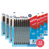 Paper Mate InkJoy 100ST Ballpoint Pens Medium Point (1.0mm) Black 8 Count 16.70 Oz (Pack of 12)