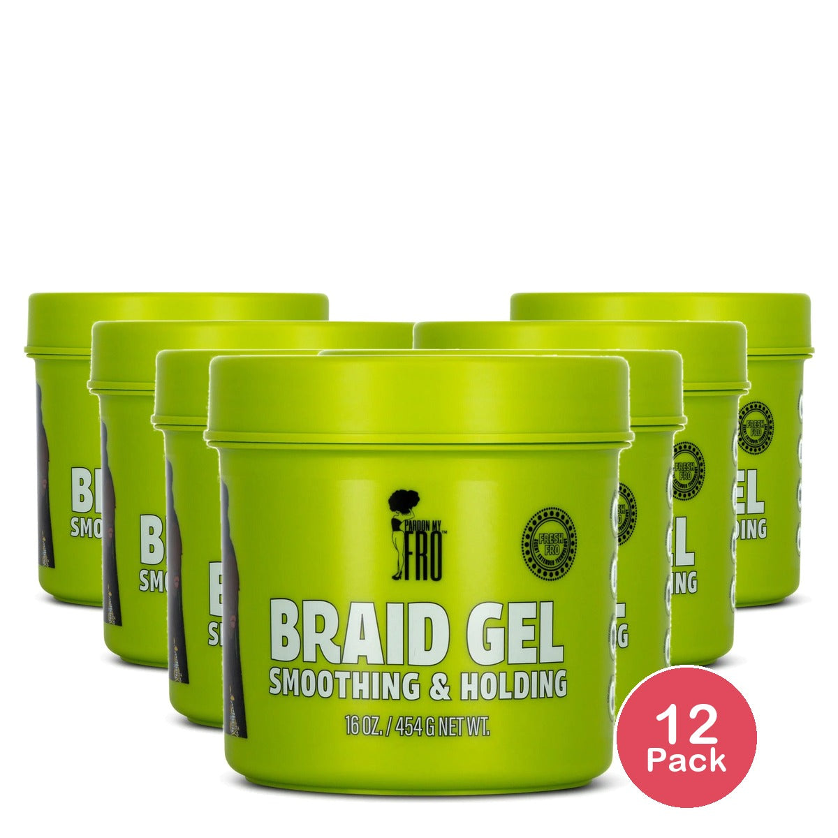 Pardon My Fro Smoothing & Holding Braid Gel 16 Oz (Pack of 12)