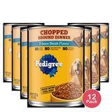 Pedigree Wet Chopped Ground Dinner T-Bone Steak Flavor Dog Food 13.2 oz Can (Pack of 12)