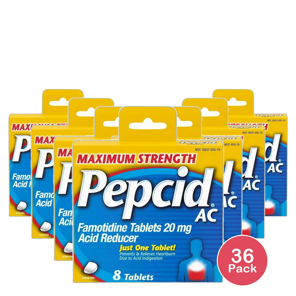 Pepcid Ac Maximum Strength Acid Reducer Famotidine Tablets8 Ea 1.12Oz (Pack of 36)