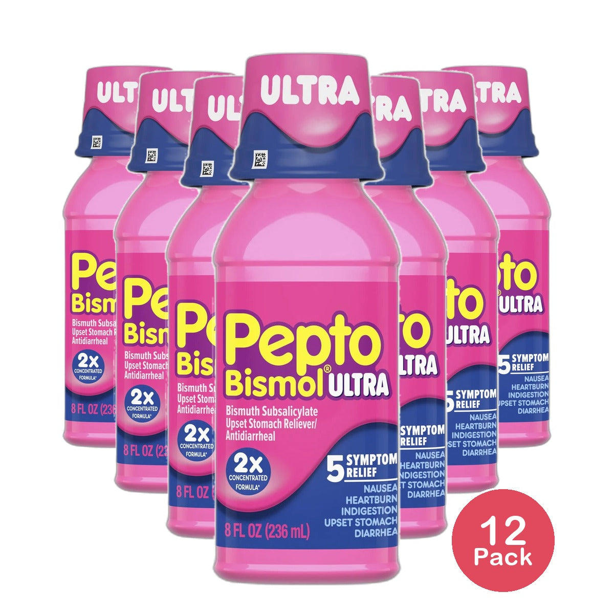 Pepto-Bismol Maximum Strength Liquid Relives Upset Stomach 8Oz (Pack of 12)