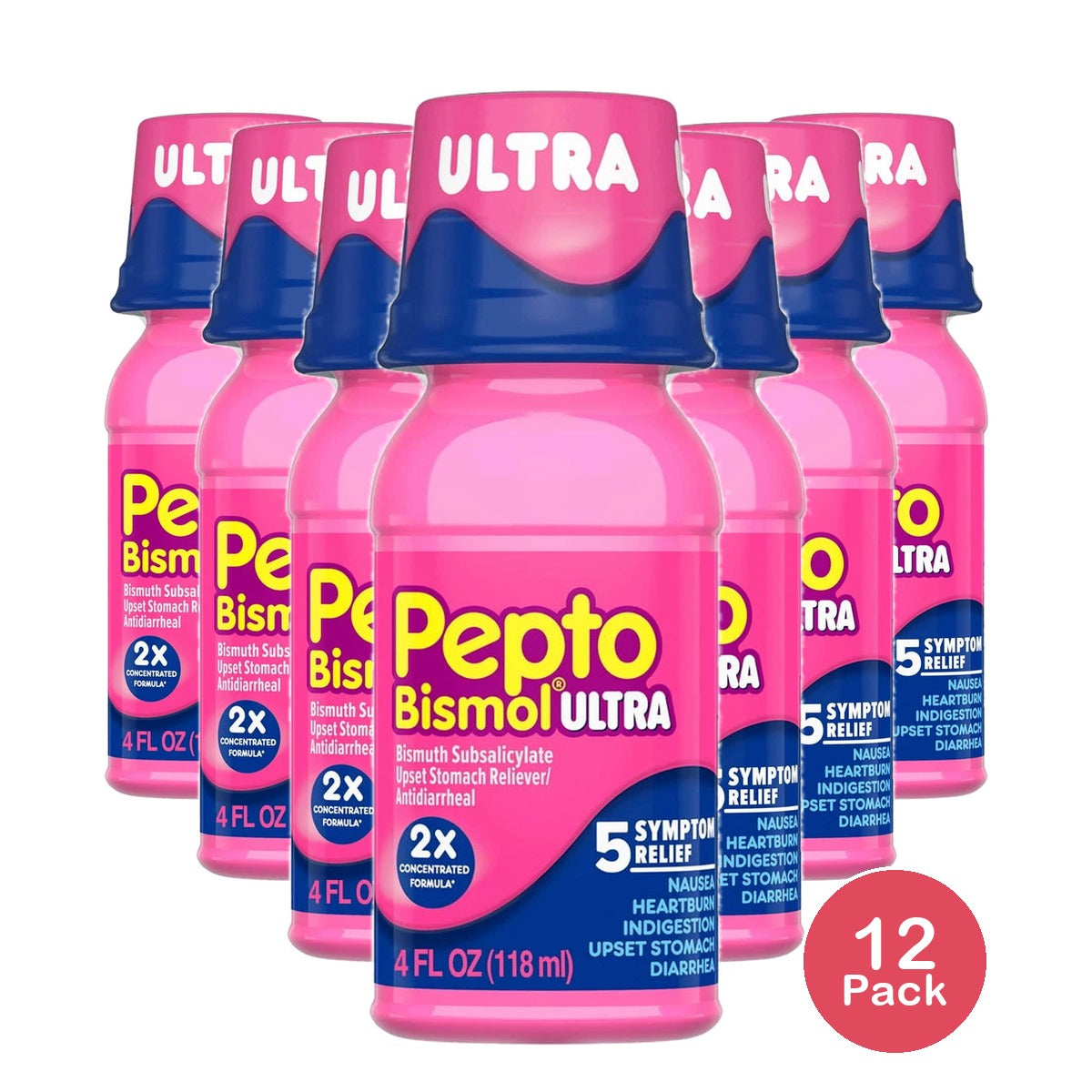 Pepto Bismol Ultra Liquid Upset Stomach &amp; Diarrhea Relief Over-the-Counter Med 4 Oz (Pack of 12)