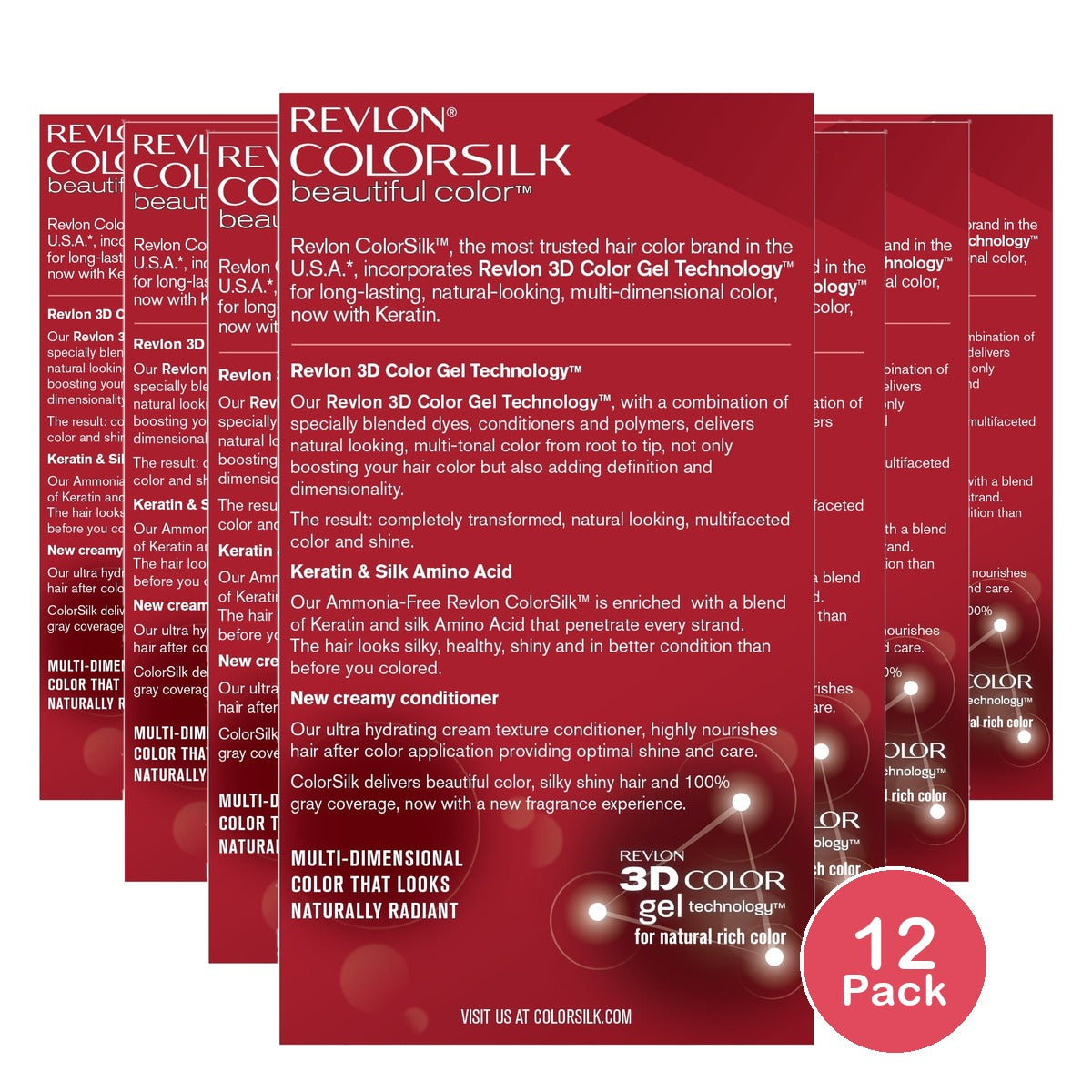 Permanent Hair Color by Revlon, Permanent Hair Dye, Colorsilk with 100% Gray Cov (Pack of 12)