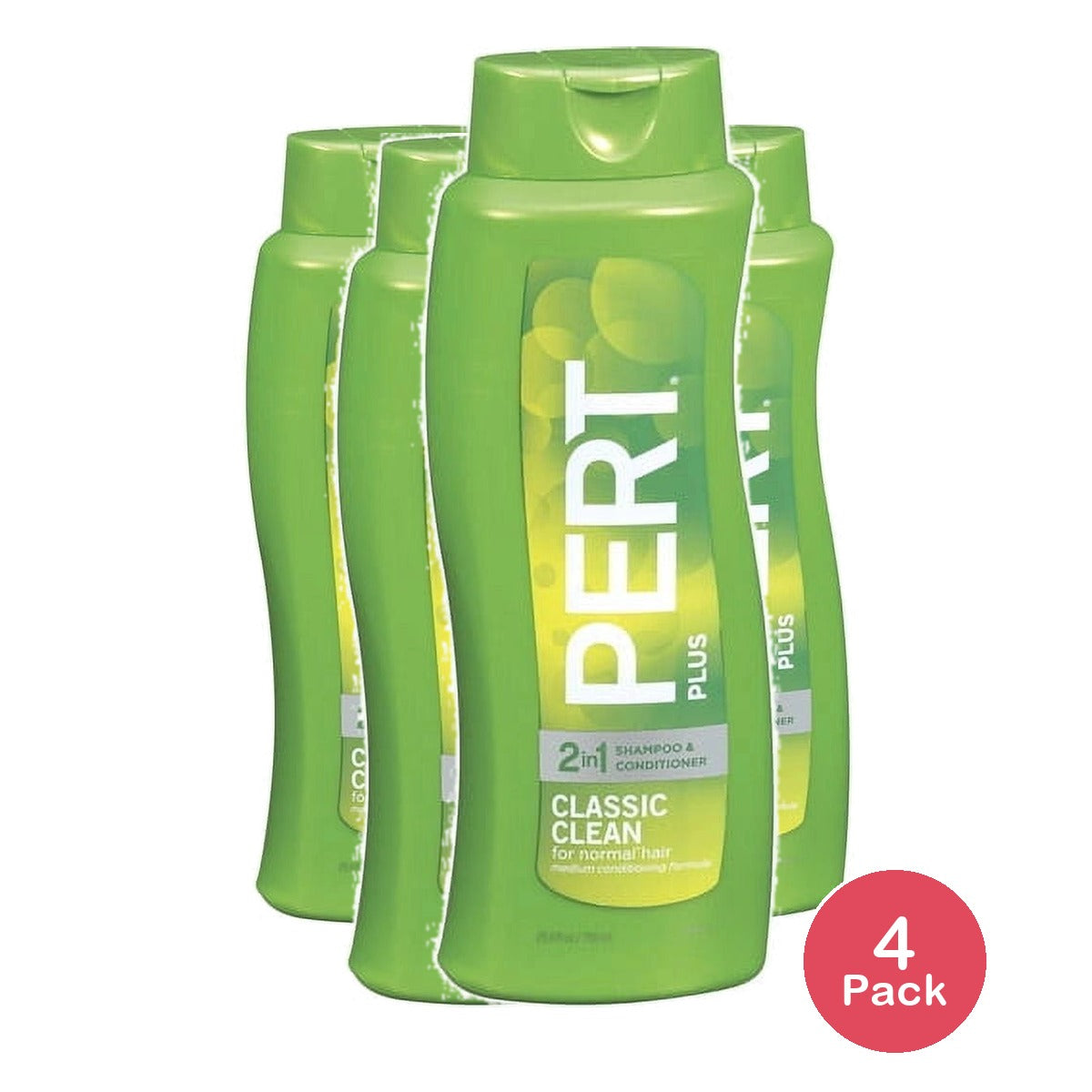 Pert Plus 2in1 Shampoo + Conditioner, Medium, for Normal Hair, 25.4 fl oz (Pack of 4)