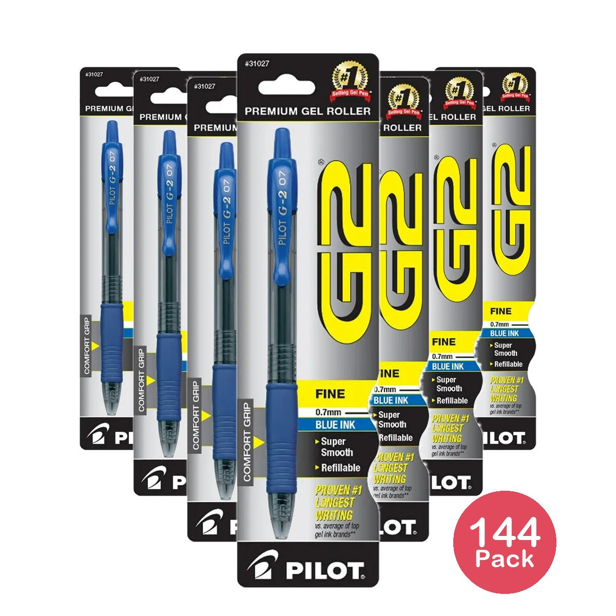 Pilot G2 Retractable Premium Gel Ink Roller Ball Point Pen Blue 4.9oz (Pack of 144)