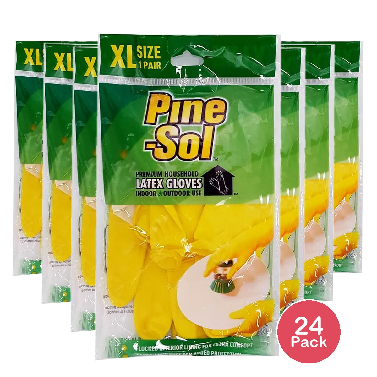 Pine-Sol Premium HouseHold Latex Gloves XL Size 1 Pair 1.6Oz (Pack of 24)