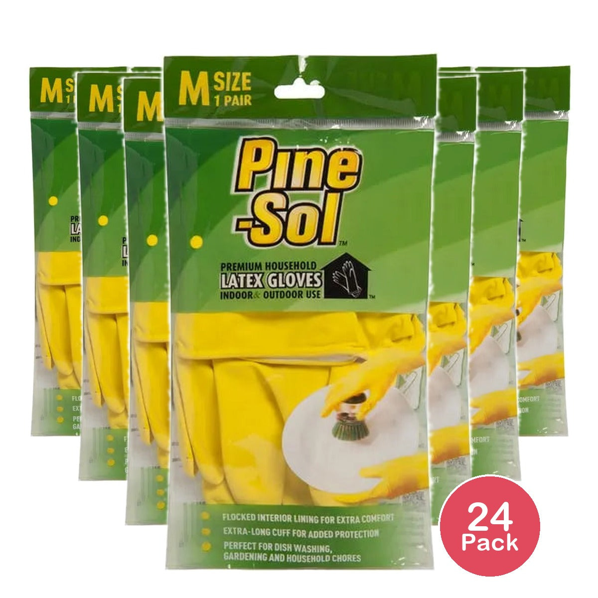 Pine-Sol Premium Latex Gloves Medium 1 Pair 0.64Oz (Pack Of 24)