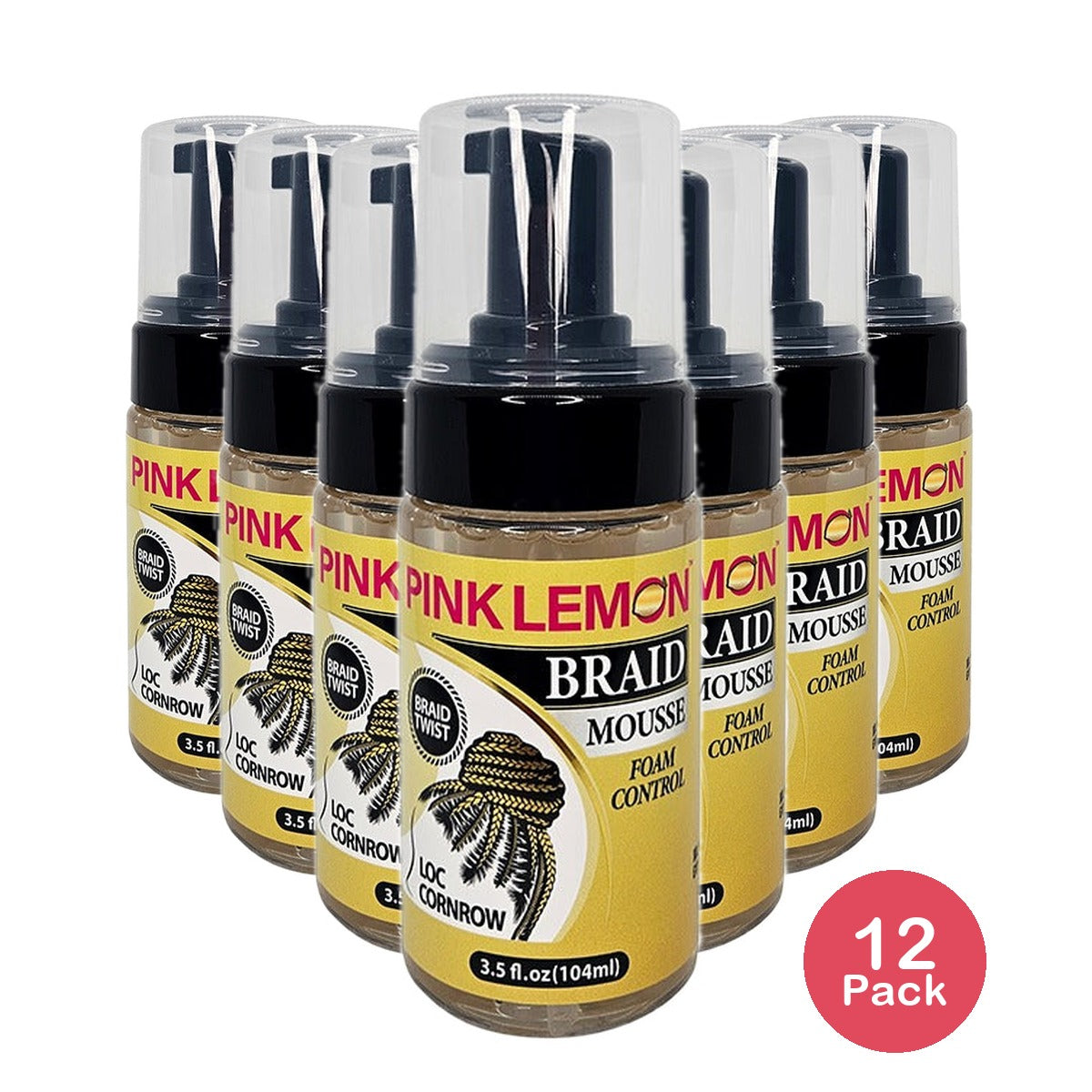 Pink Lemon Braid Mousse 3.5 Oz (Pack of 12)