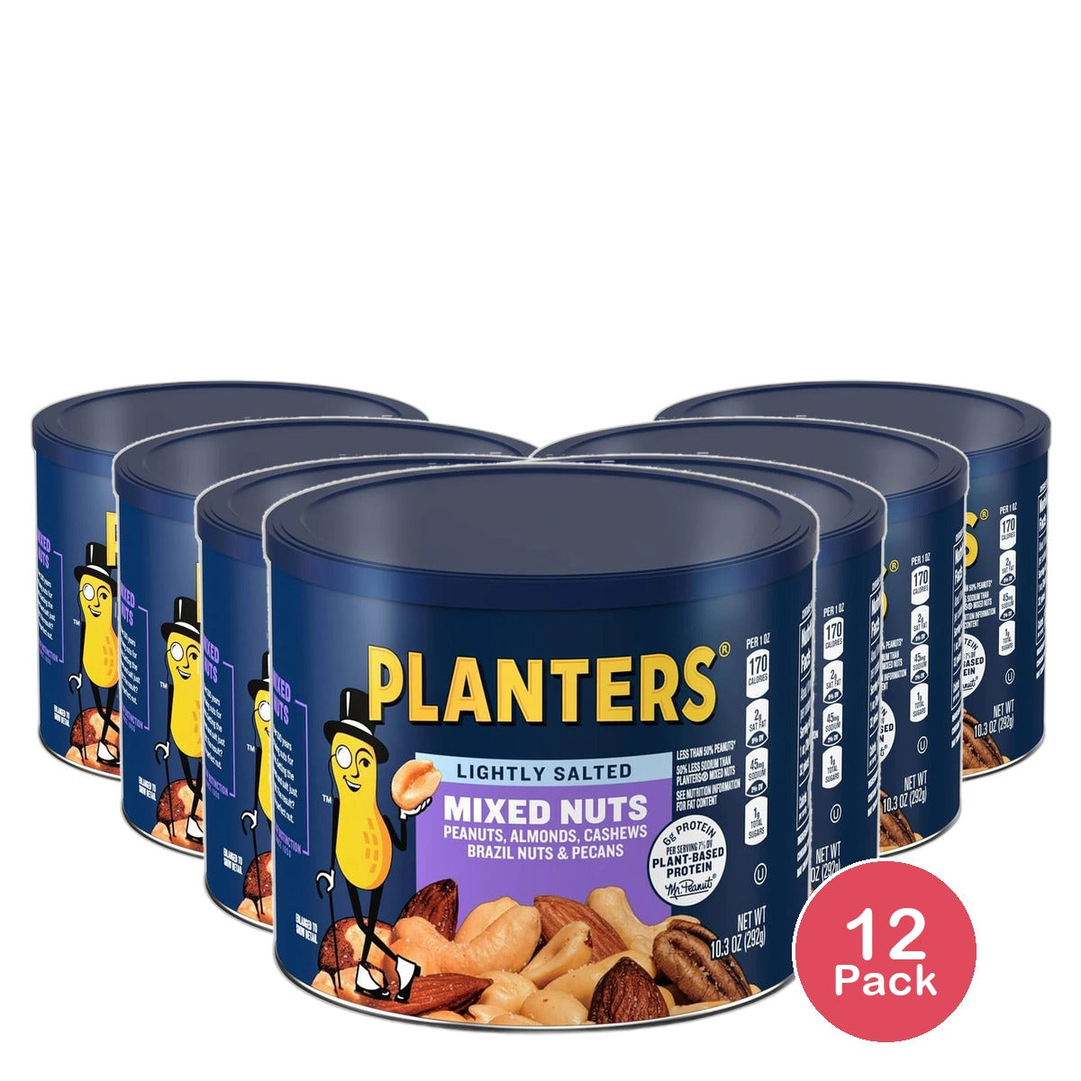 Planters Lightly Salted Mixed Nuts Party Snacks 10.3Oz (Pack of 12)
