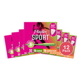 Playtex Sport Plastic Tampons Unscented Multipack 16 Super & 16 Super Plus - 32c (Pack of 12)